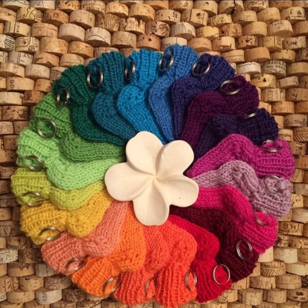 Gestrickte Schlüsselanhänger im Kreis